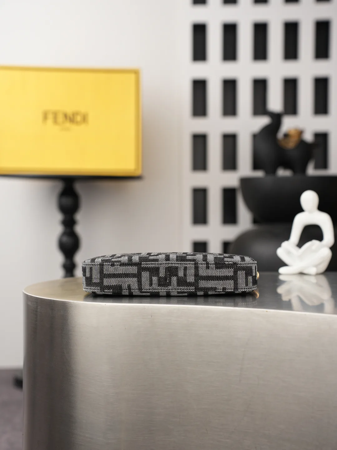 Fendi Baguette Denim Clutch in Black · view 4