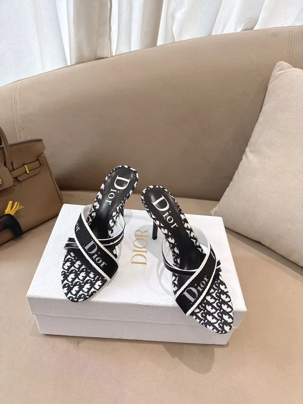 Dior Sheepskin Pointed-Toe Mules in Black · view 1