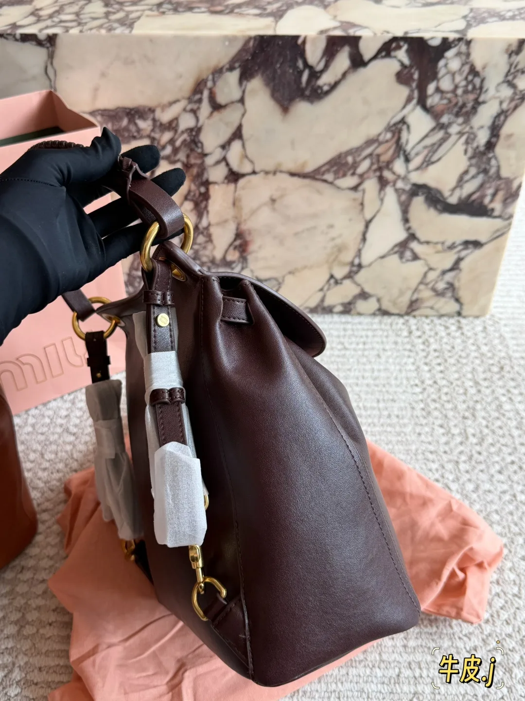 Miu Miu Smooth Hobo Bag in Brown · view 5