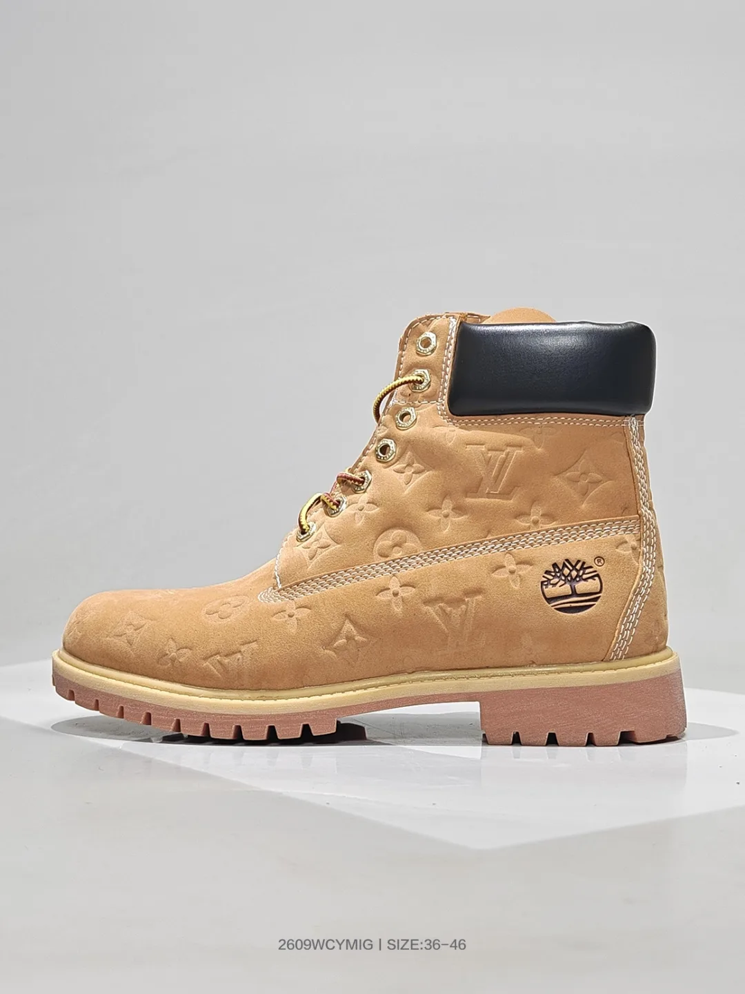 Timberland Lace-Up Boots in Black & Tan · view 6