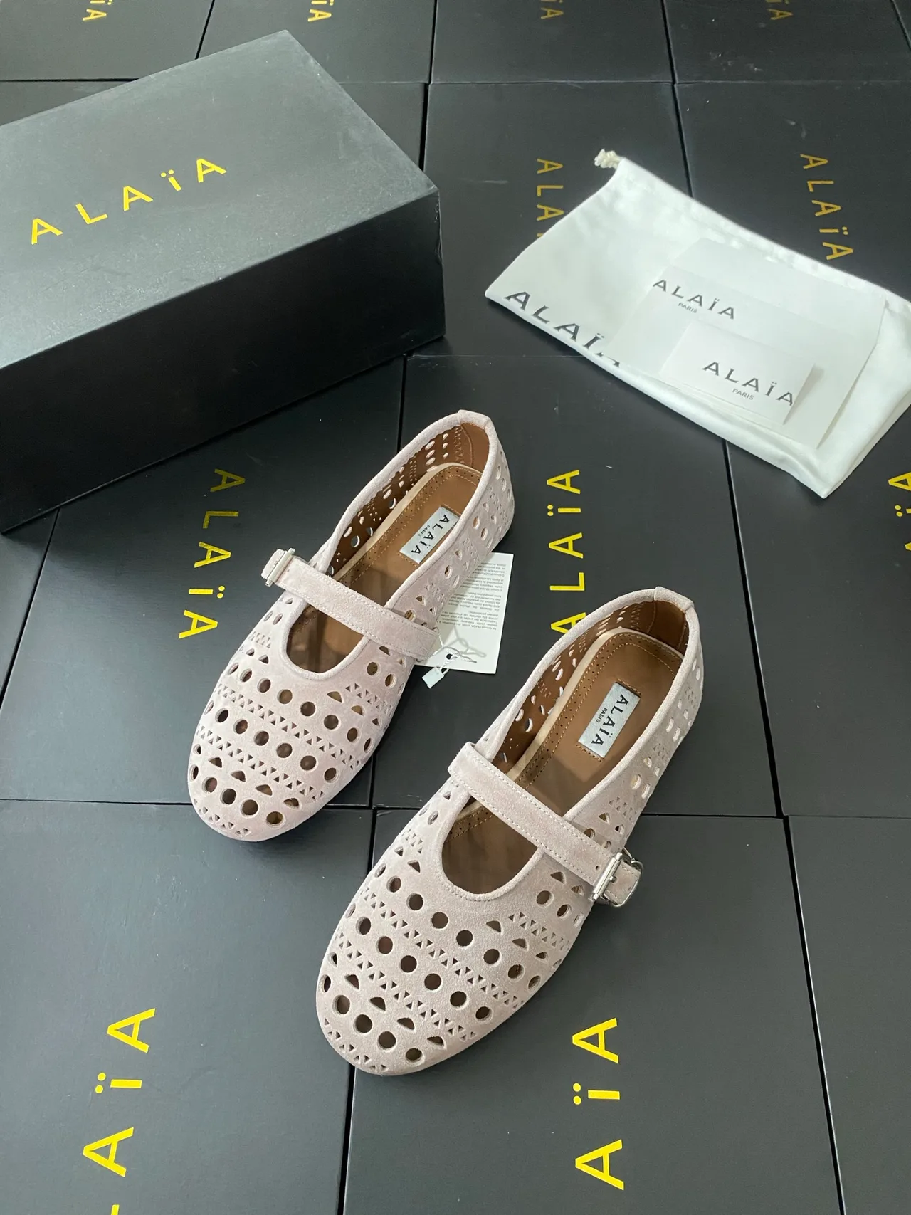 Alaia Sheepskin Ballet Flats in Beige · view 3