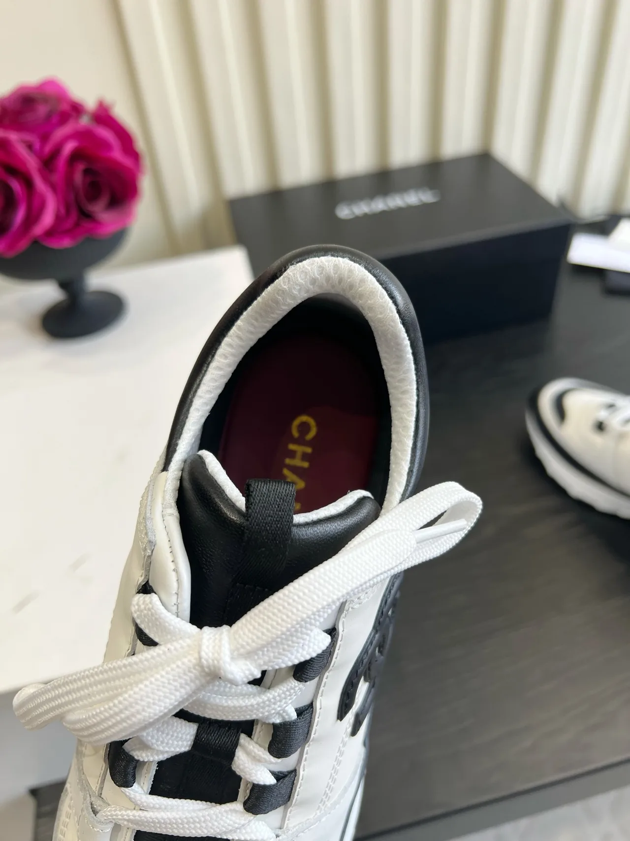 Chanel Striped Sneakers in White · view 8