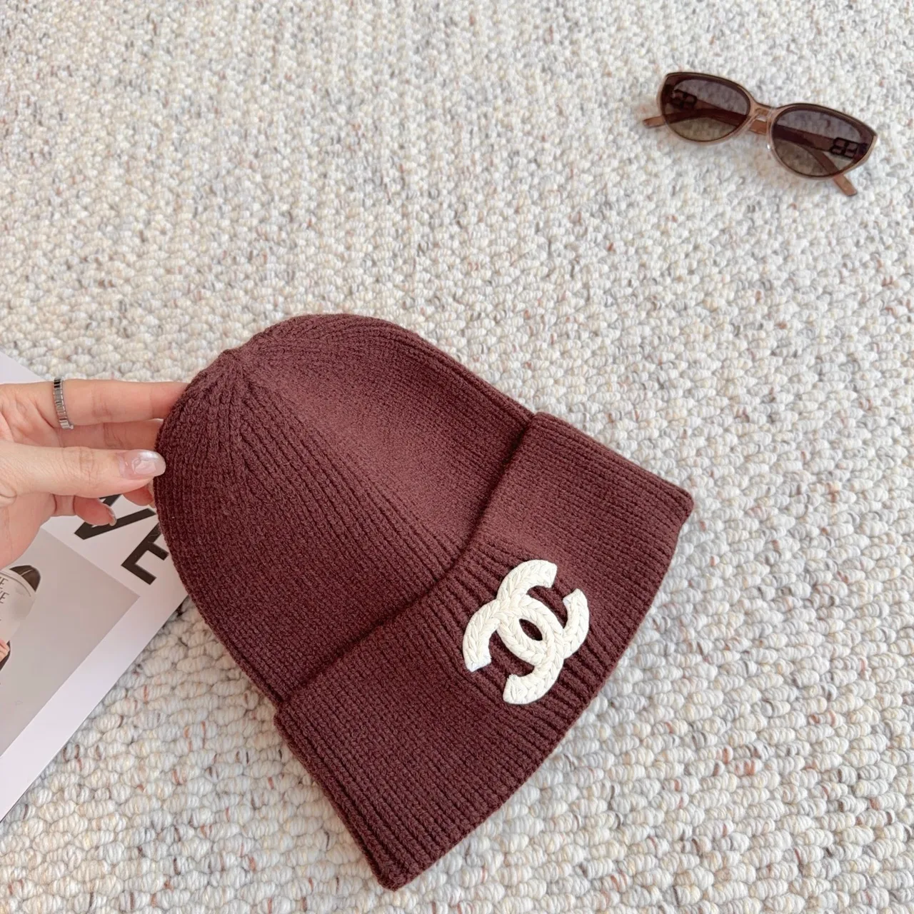 Chanel Beanie in Burgundy · view 1