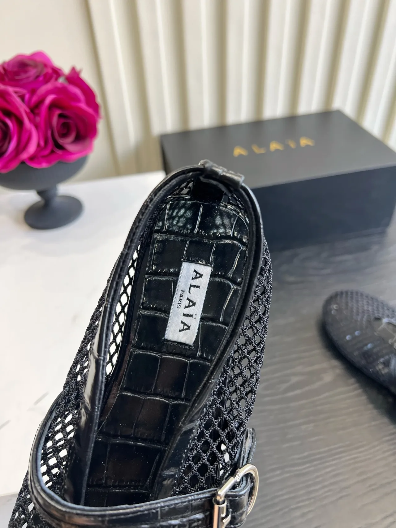 Alaia Sheepskin Ballet Flats in Black · view 7