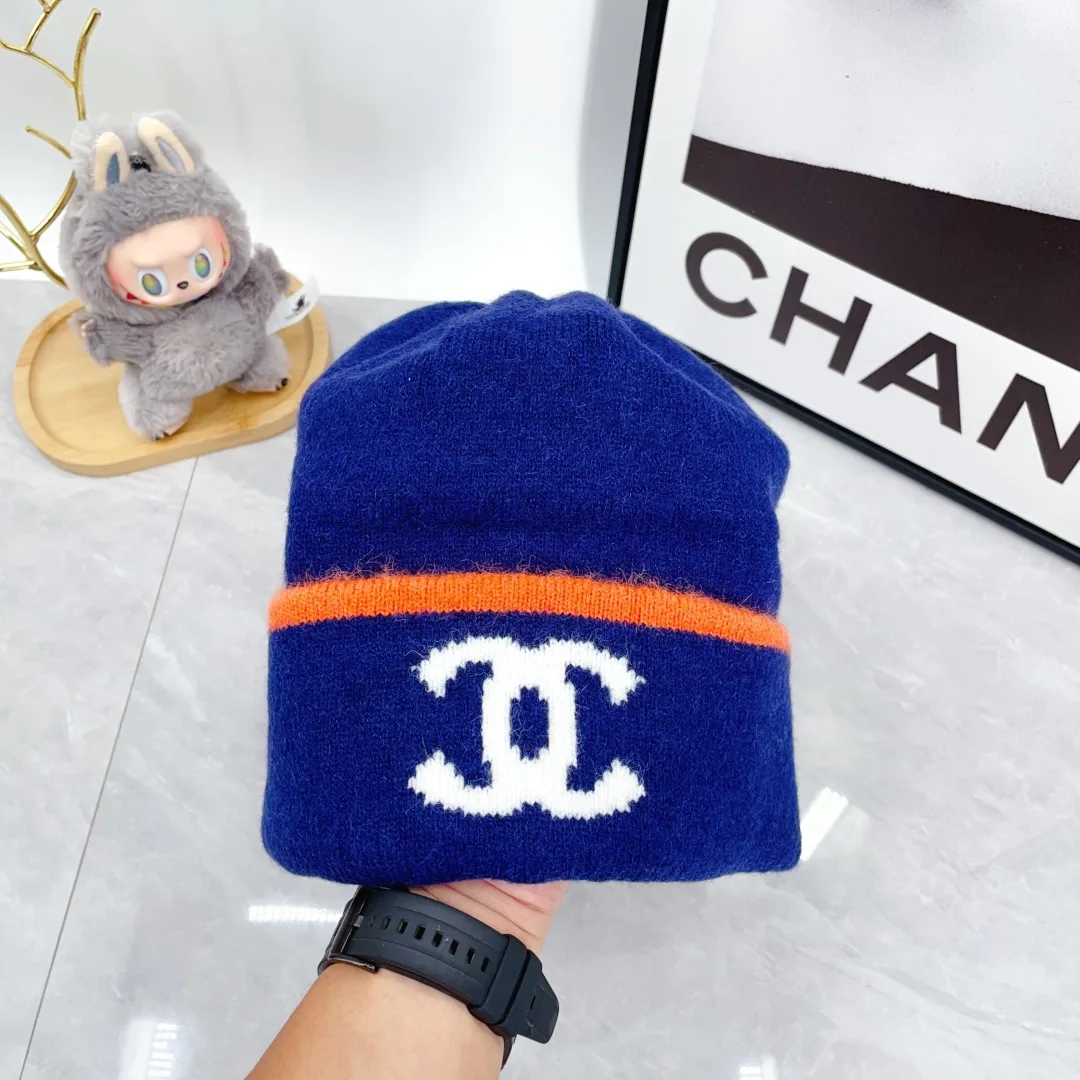 Chanel Ribbed Beanie in Blue · view 5