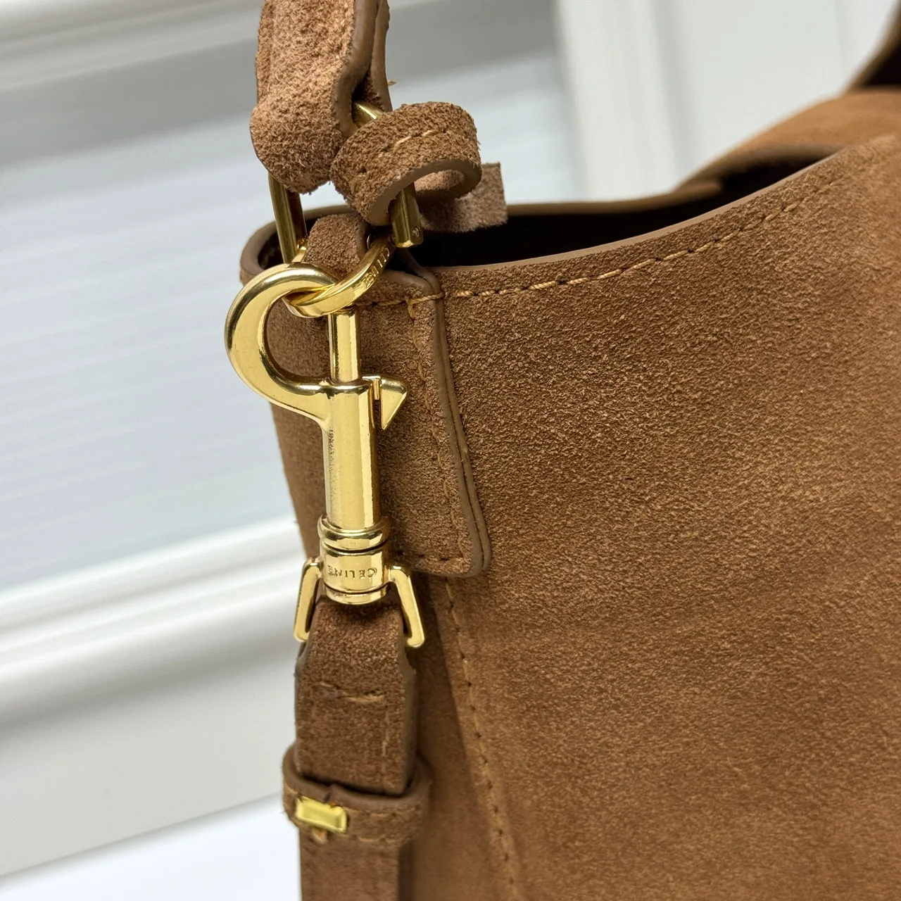 Celine Cowhide Bucket Bag in Tan · view 6