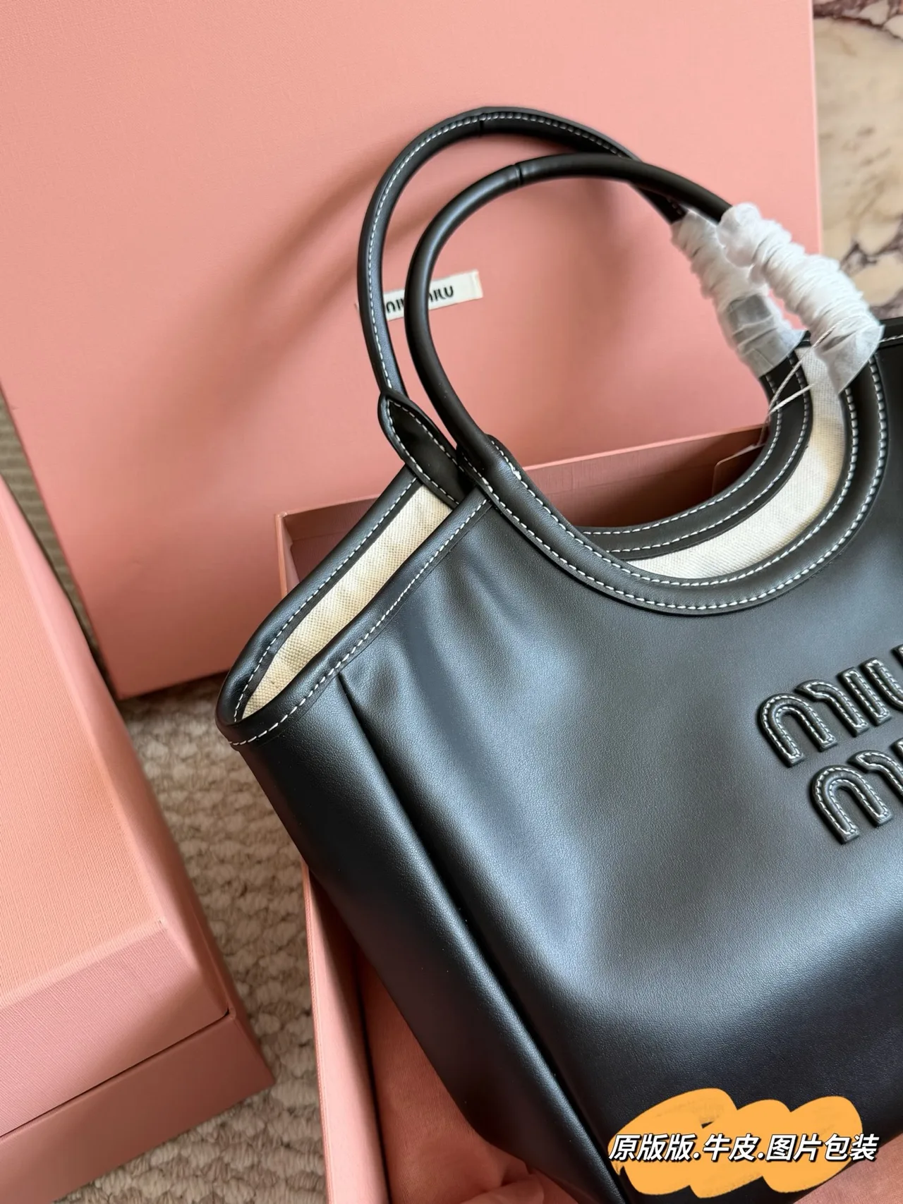Miu Miu Cowhide Tote in Black · view 5