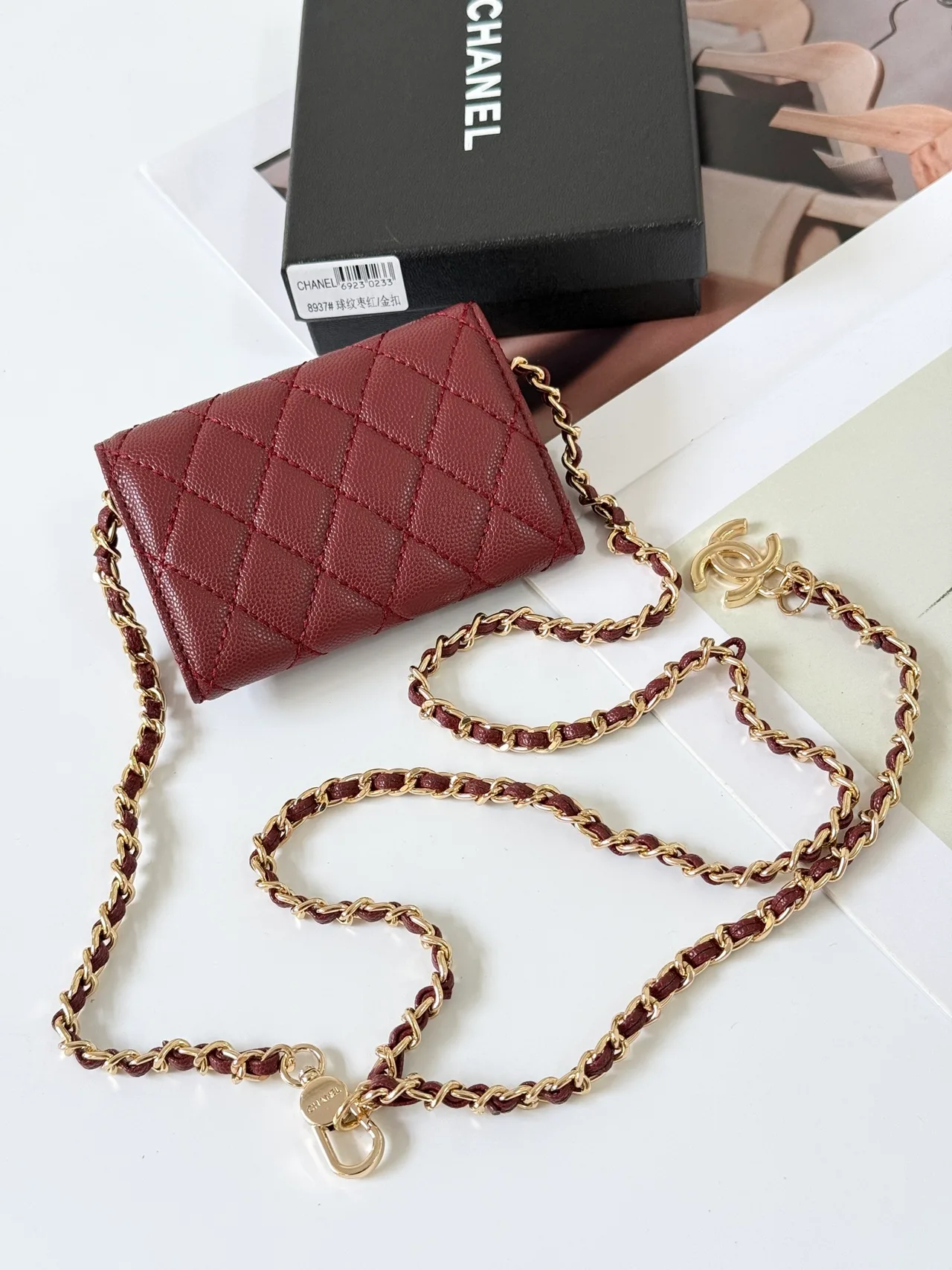 Chanel Quilted Wallet in Burgundy · view 2