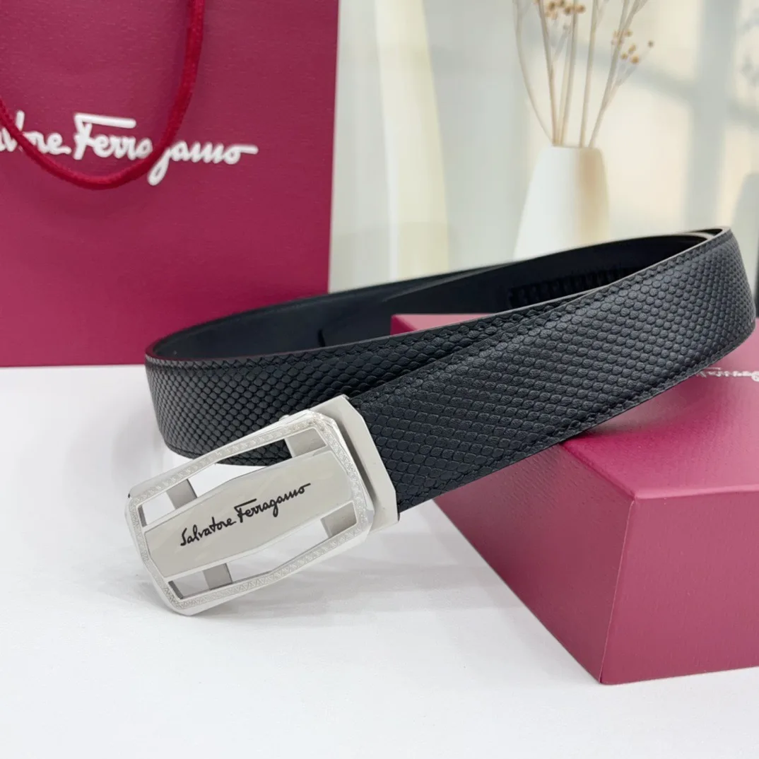 Ferragamo Calfskin Belt in Black · view 4