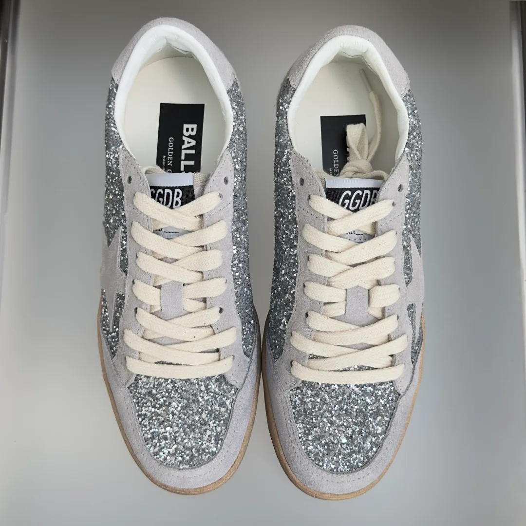 Golden Goose Cowhide Ball Star Sneakers in Silver · view 4