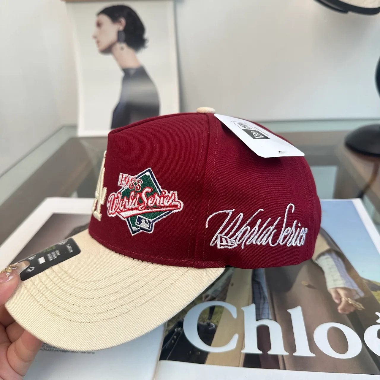 New Era Embroidered Baseball Cap in Burgundy · view 7