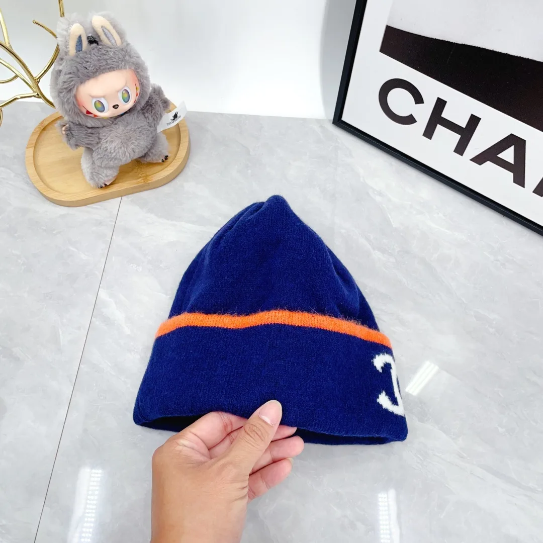 Chanel Ribbed Beanie in Blue · view 6
