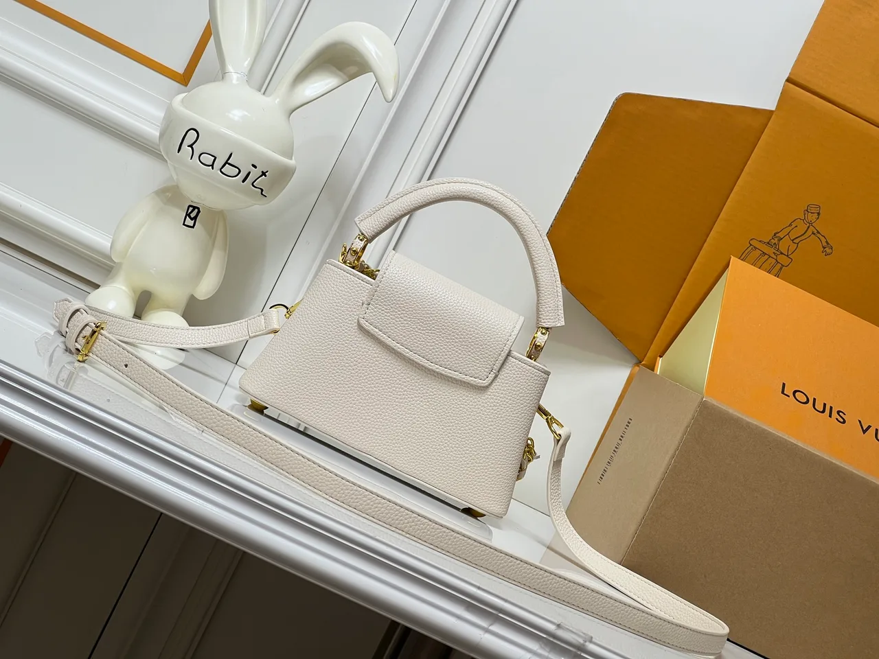 Louis Vuitton Cowhide Top-Handle Bag in White · view 4