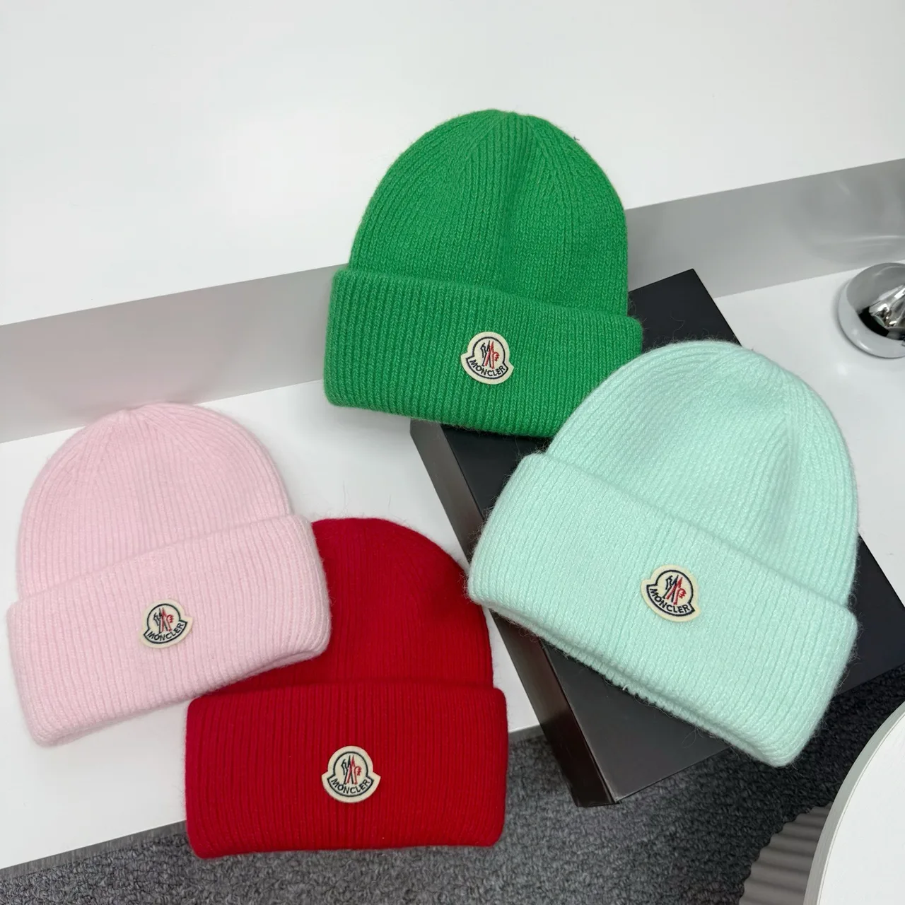 Moncler Beanie in Grey & Purple & Yellow & White & Blue & Pink & Green & Beige & Brown & Red & Black & Burgundy · view 6