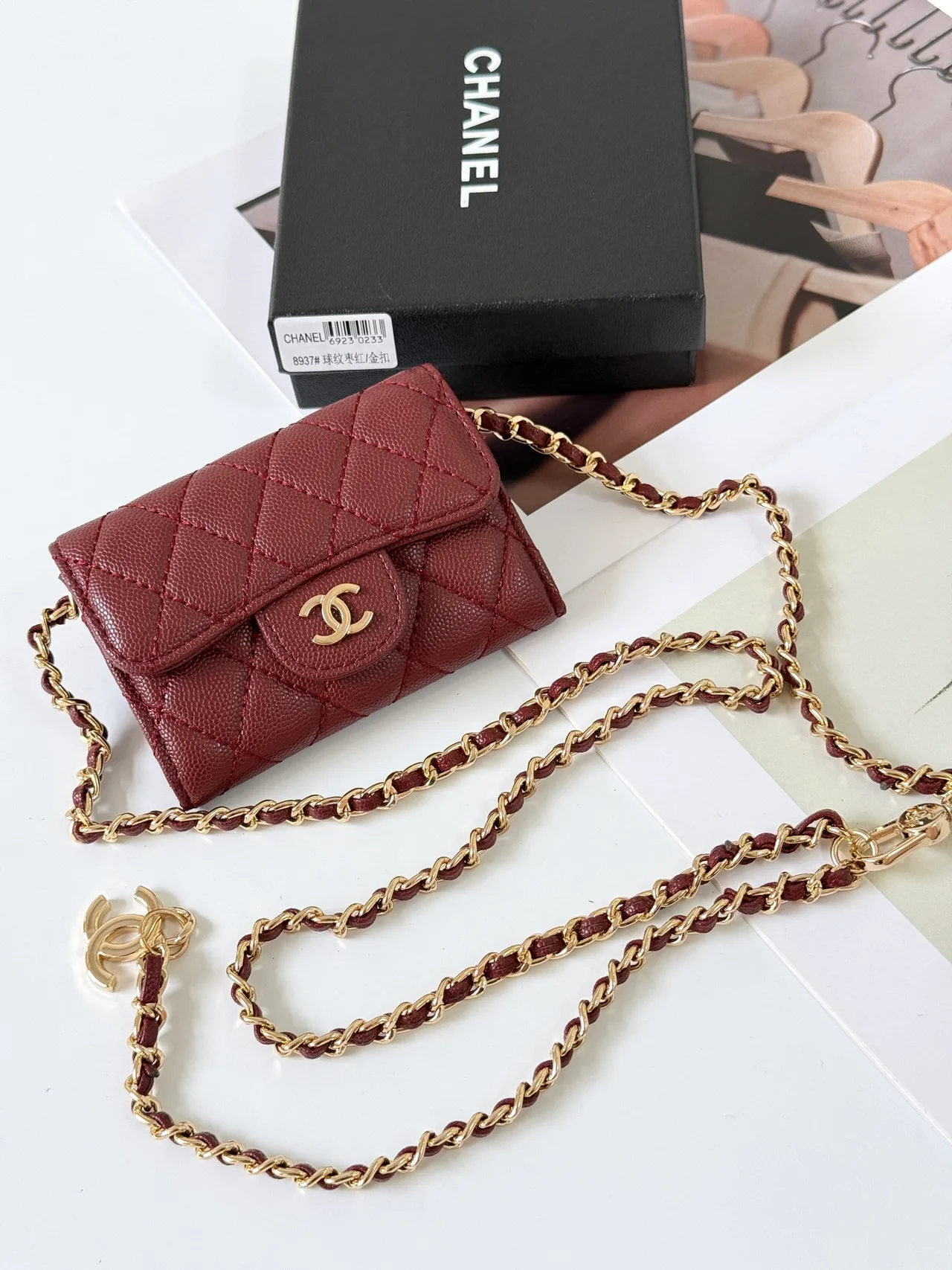 Chanel Quilted Wallet in Burgundy · view 1