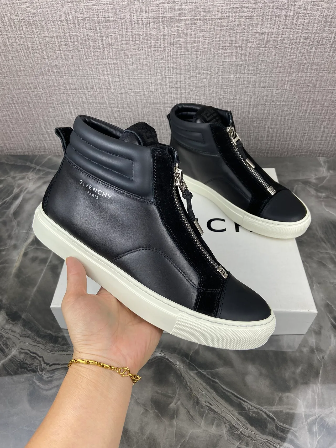 Givenchy Cowhide Glossy G Set High-Top Sneakers in Black · view 2