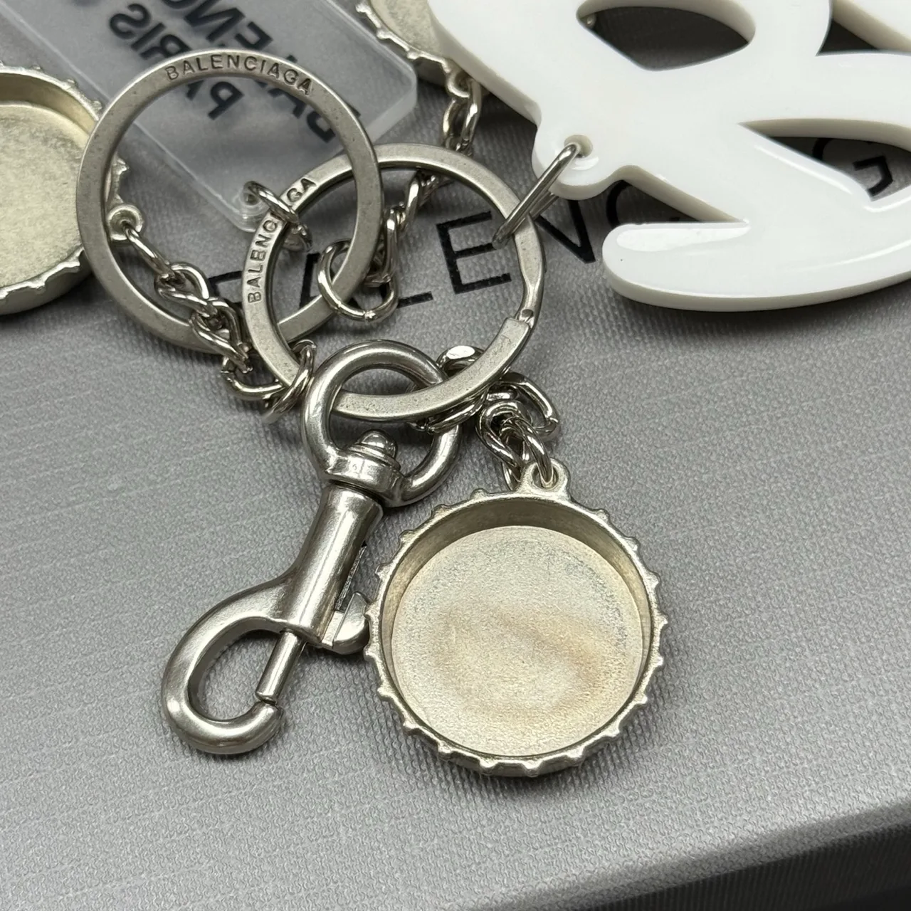 Balenciaga Script Charm Chain in Silver · view 6
