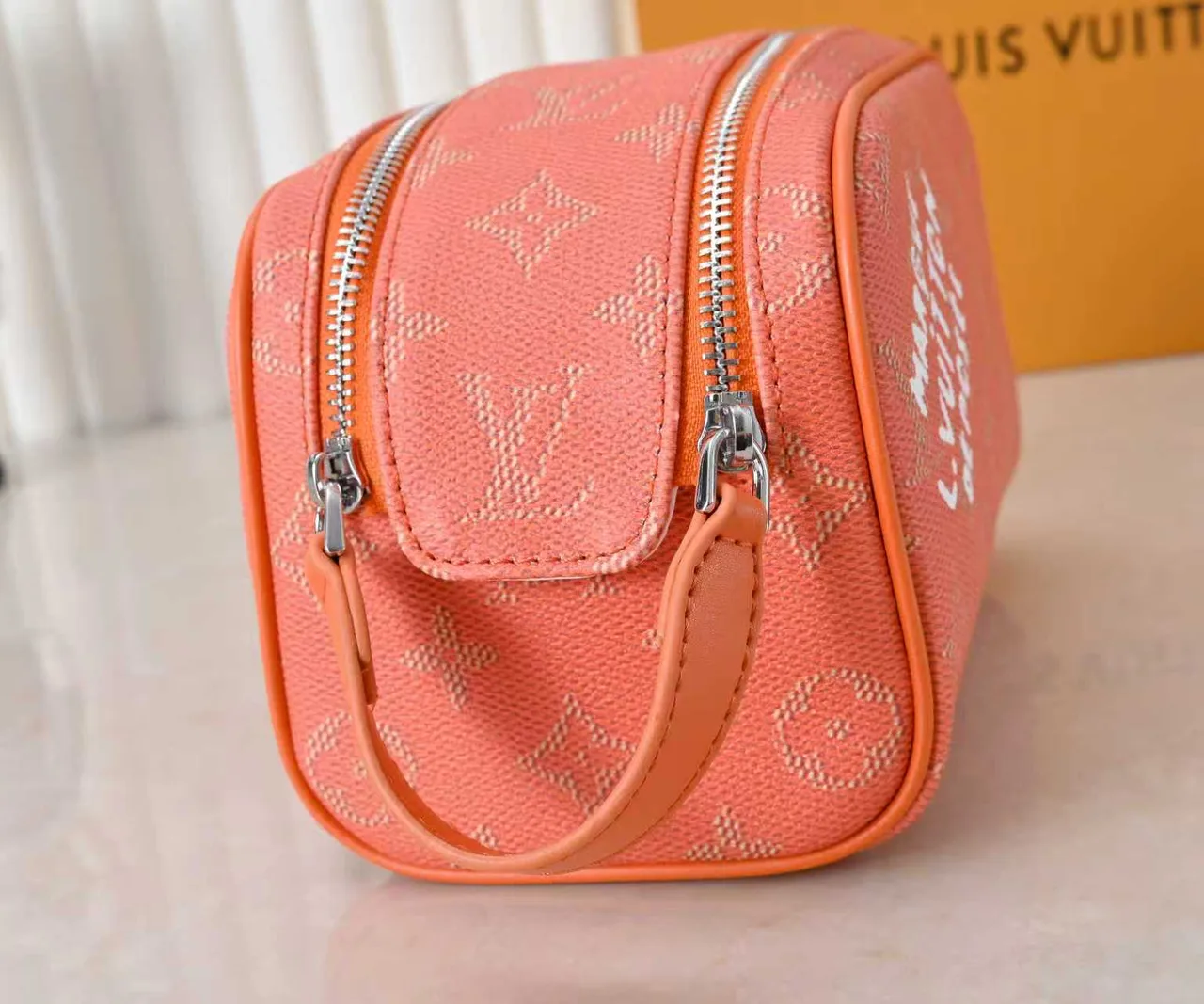 Louis Vuitton Cowhide Canvas Wash Bag in Orange · view 6
