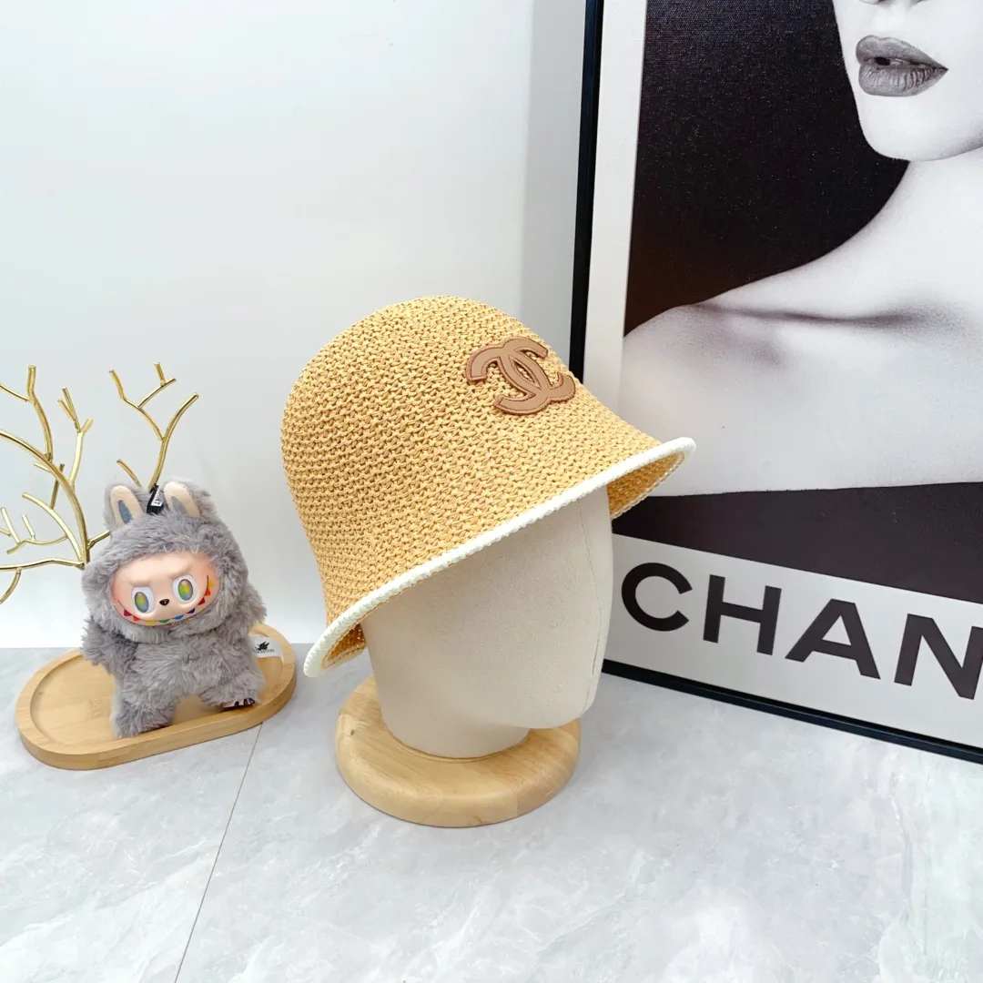 Chanel Woven Bucket Hat in White & Blue & Beige & Brown · view 5
