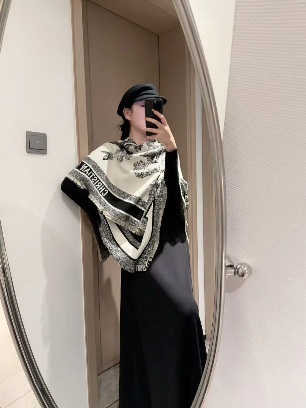 Dior Toile Square Scarf in Brown / White · view 6