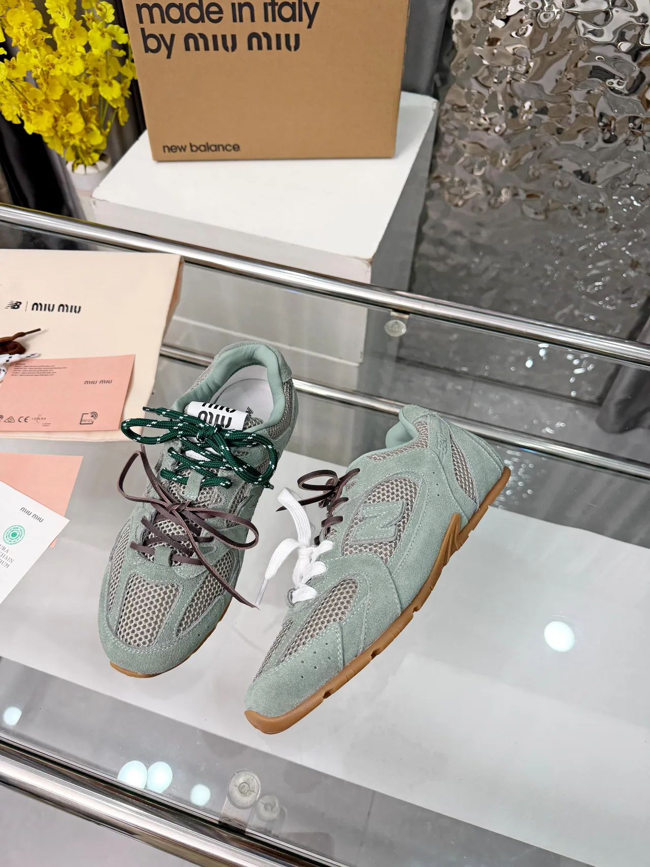 Miu Miu Cowhide New Balance 530SL Sneakers in Grey · view 5