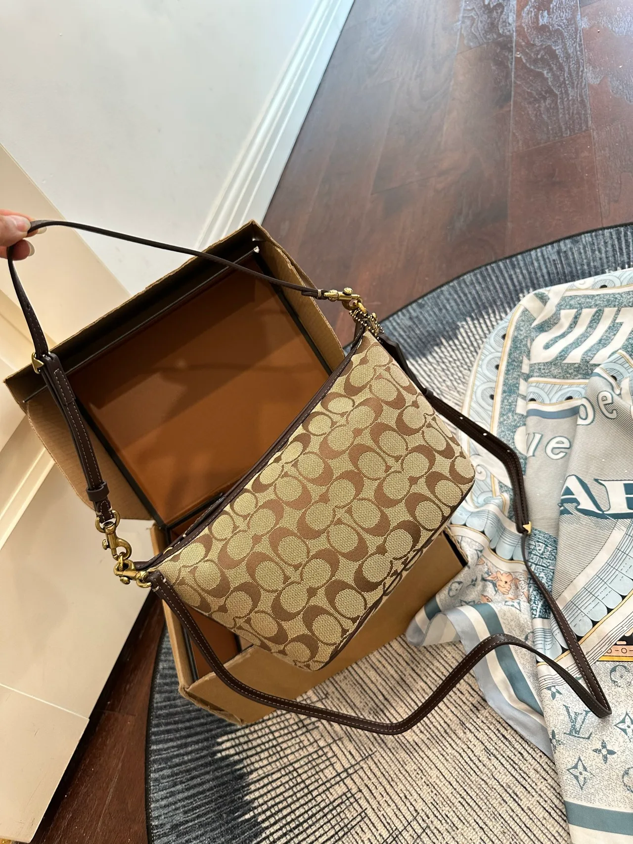 Coach Leather Hobo Bag in Beige · view 6