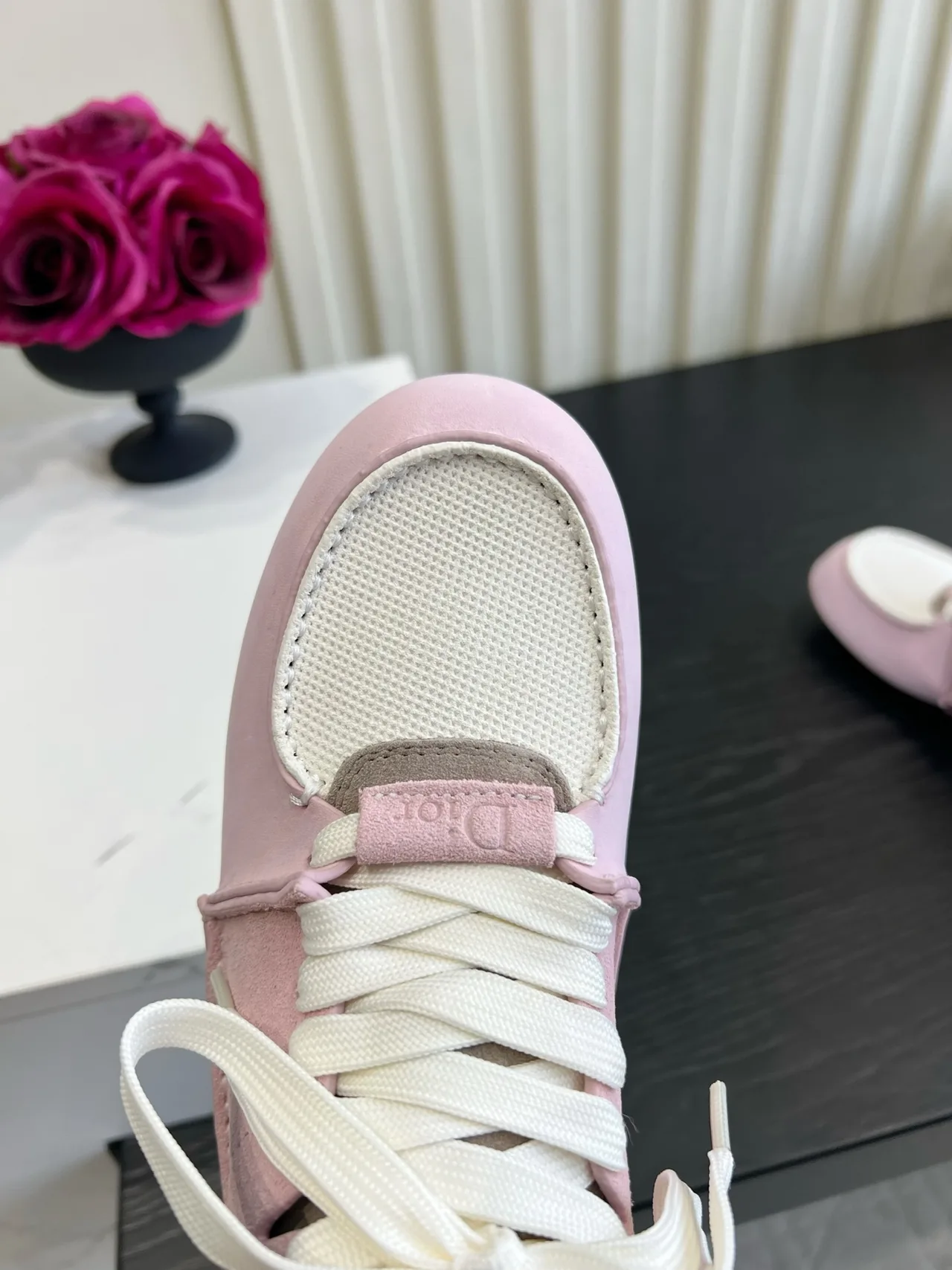 Dior Cowhide Round-Toe Sneakers in Pink · view 7