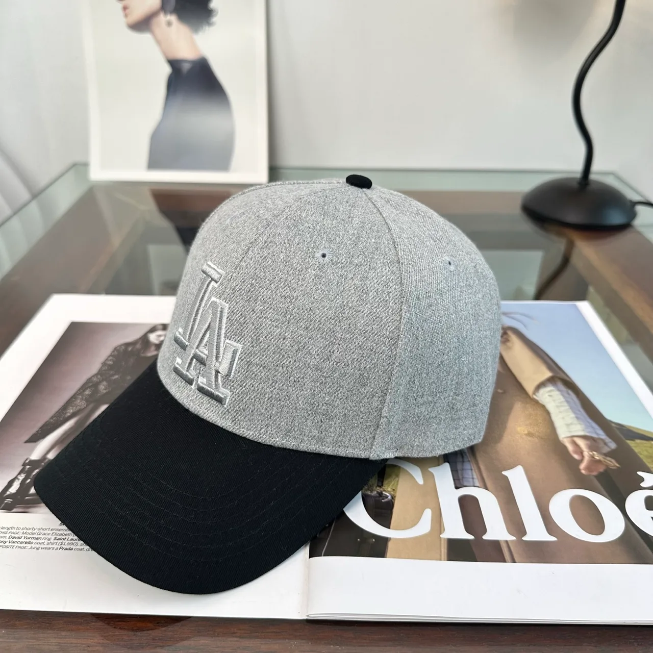 LA Letter Colorblock Baseball Cap in Grey & Brown & Black & Blue · view 4