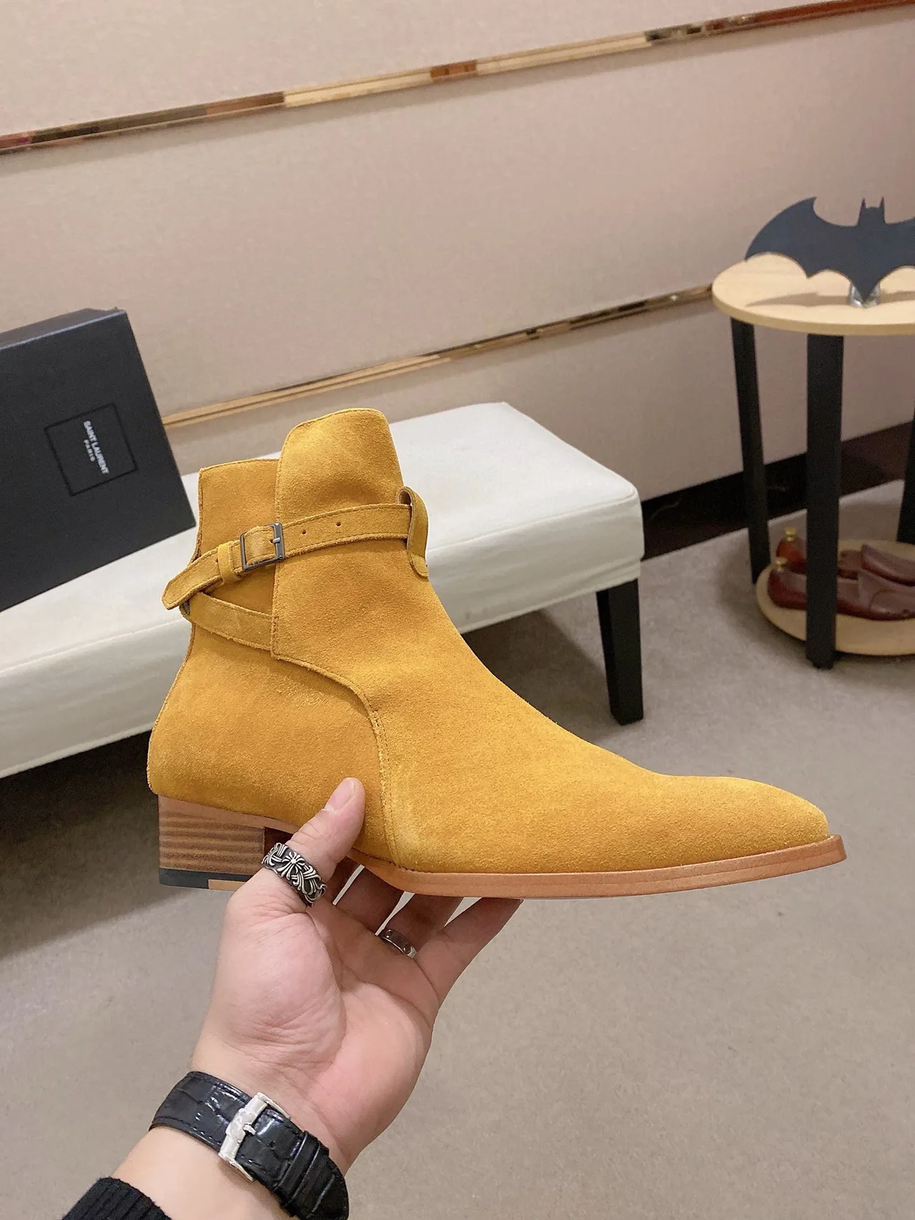 Saint Laurent Cowhide Boots in Yellow · view 4