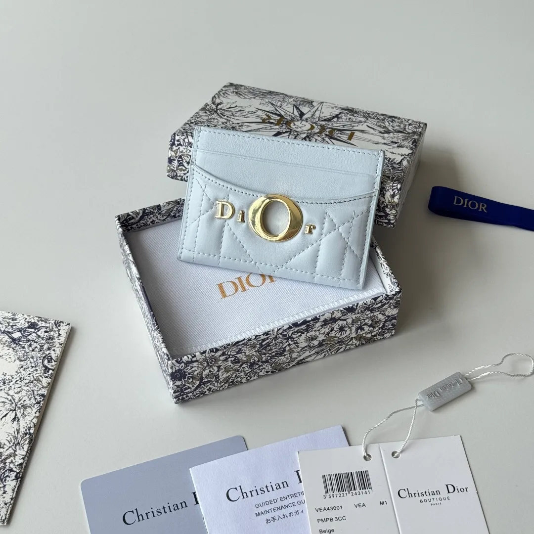 Dior Lambskin Quilted Cardholder in Blue · view 1