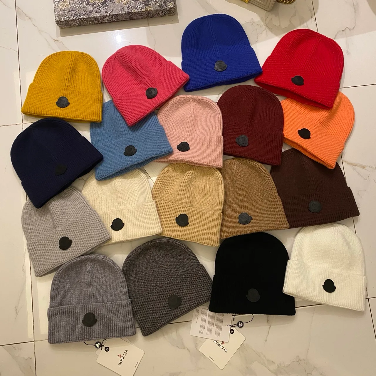 Moncler Beanie in Black & White & Grey & Beige & Brown & Yellow & Pink & Blue & Red & Burgundy & Orange · view 8