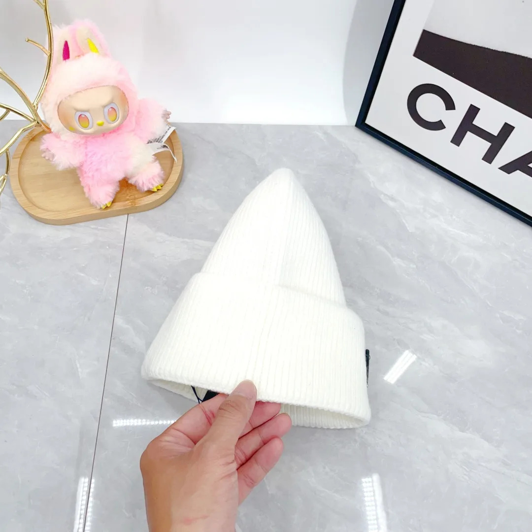 Prada Wool Triangle Logo Knit Beanie in White · view 5