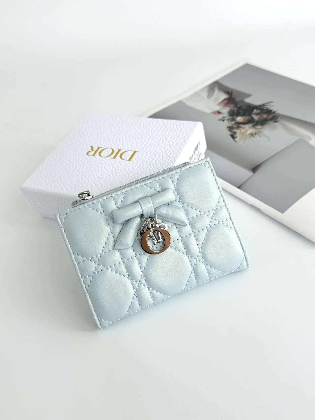 Dior Lambskin Quilted Wallet in Blue · view 1