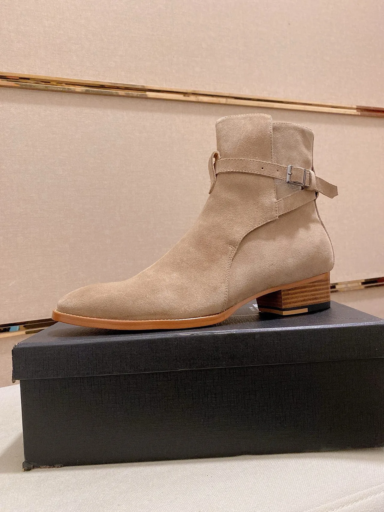 Saint Laurent Cowhide Boots in Beige · view 1