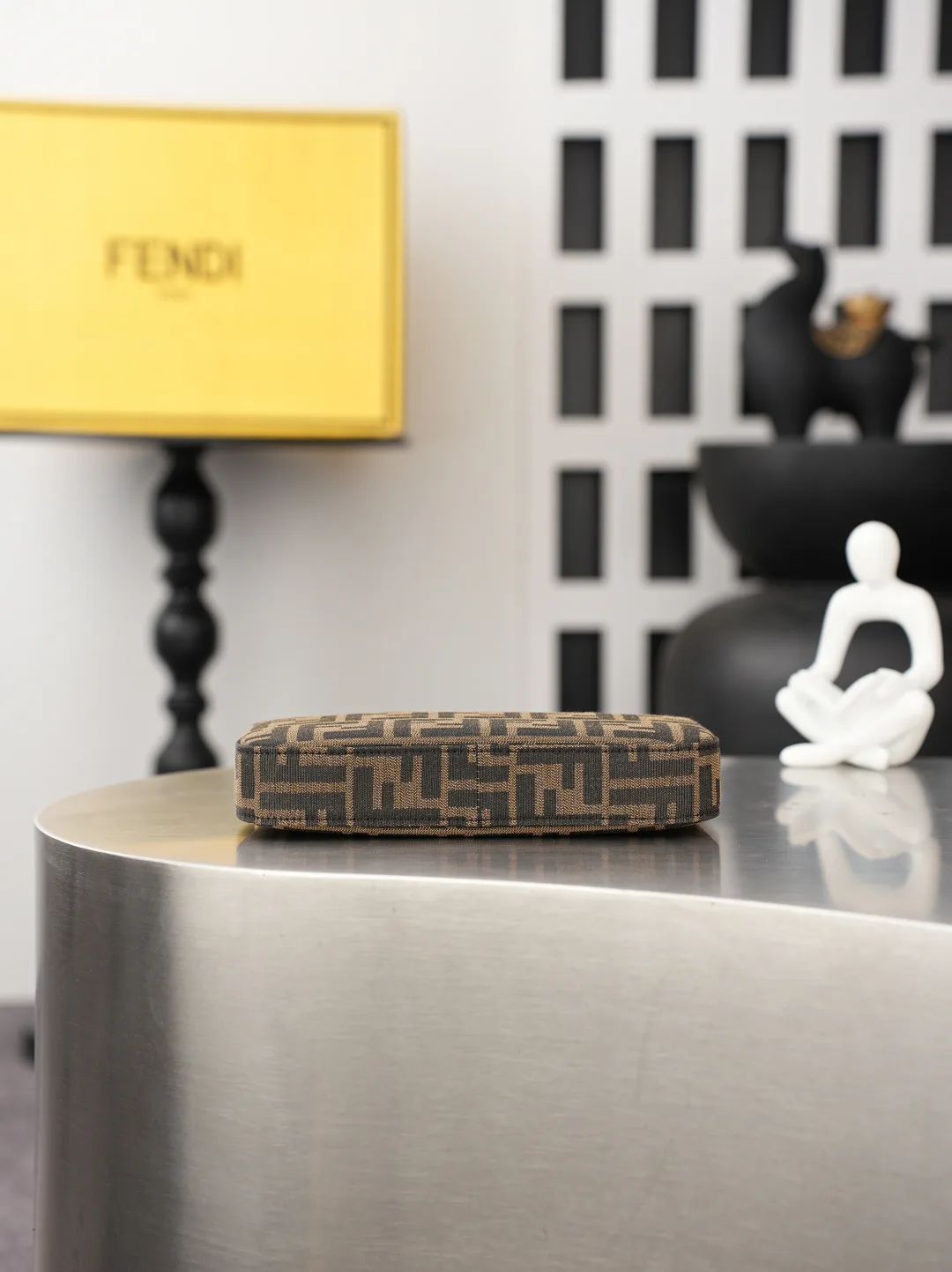 Fendi Baguette Denim Clutch in Brown · view 4
