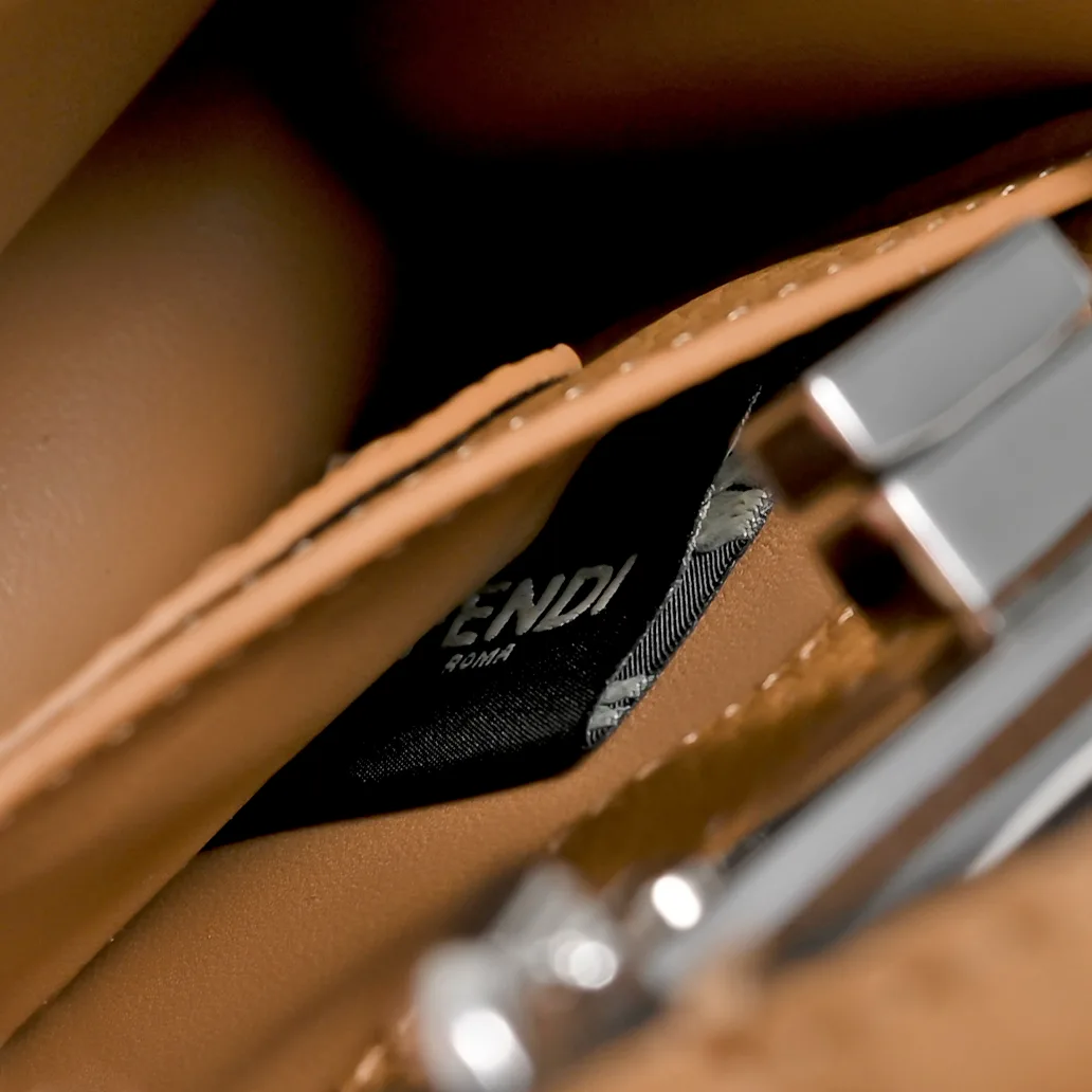 Fendi Calfskin Smooth Handbag in Tan · view 8