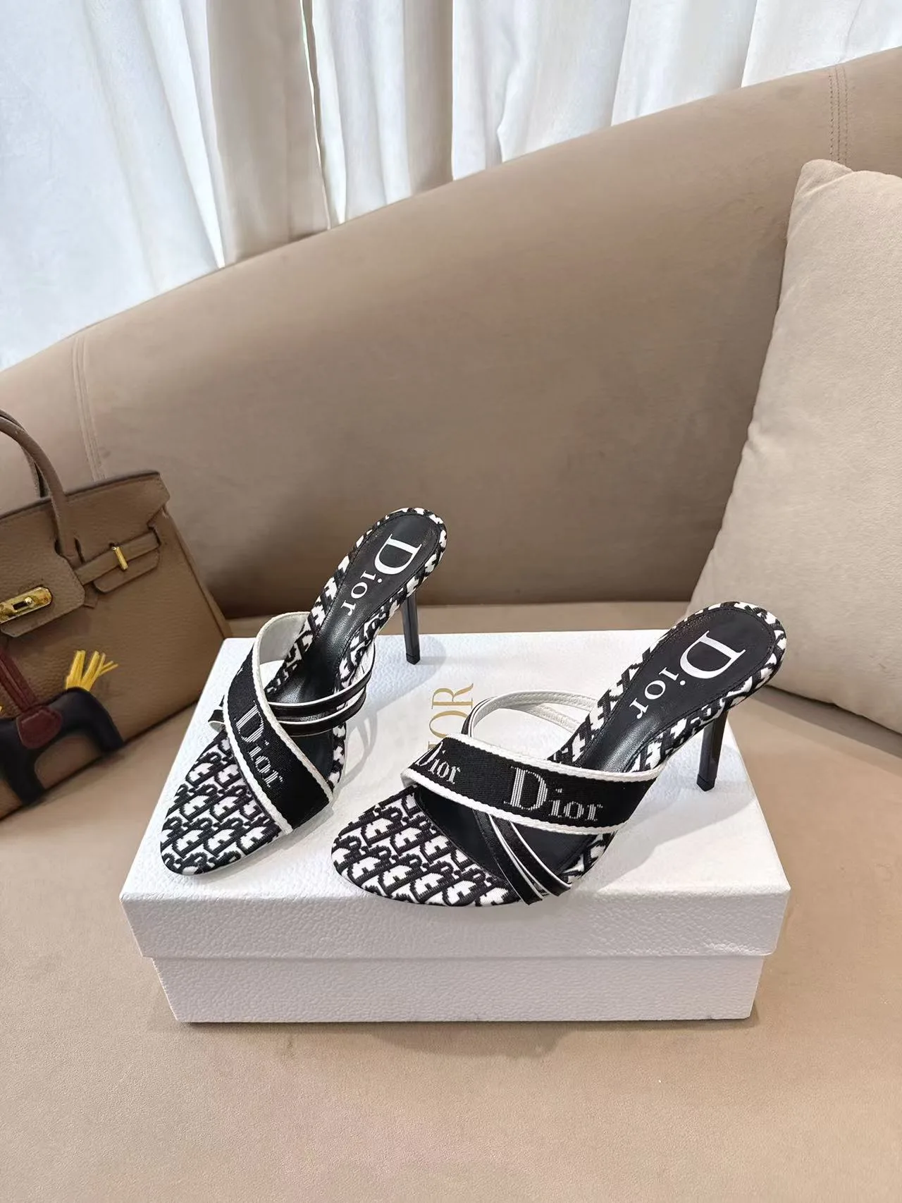 Dior Sheepskin Pointed-Toe Mules in Black · view 3