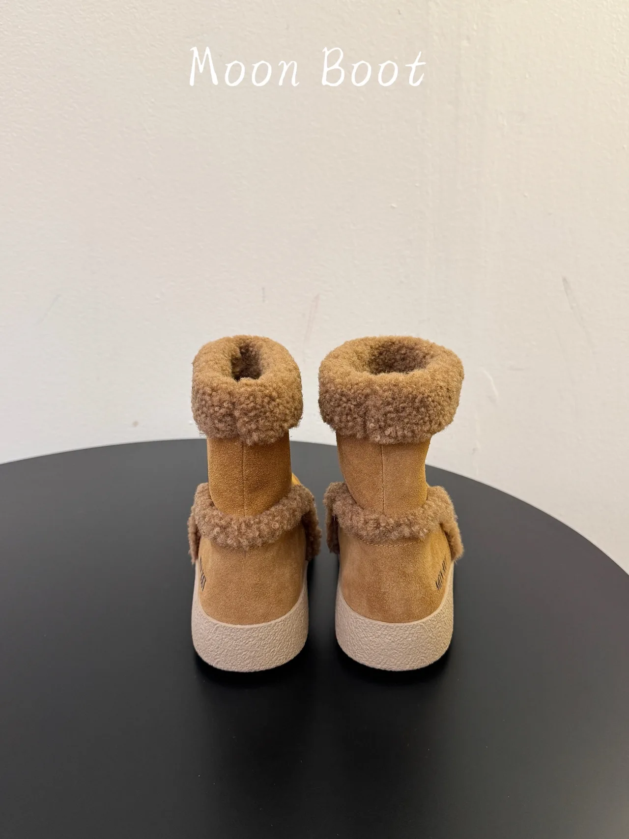 Moon Boot Cowhide Suede-Look Round-Toe Ankle Boots in Tan · view 6