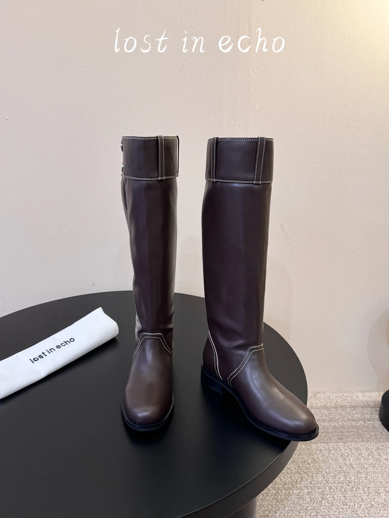 Lost in Echo Knee-High Boots in Black & Brown · view 7