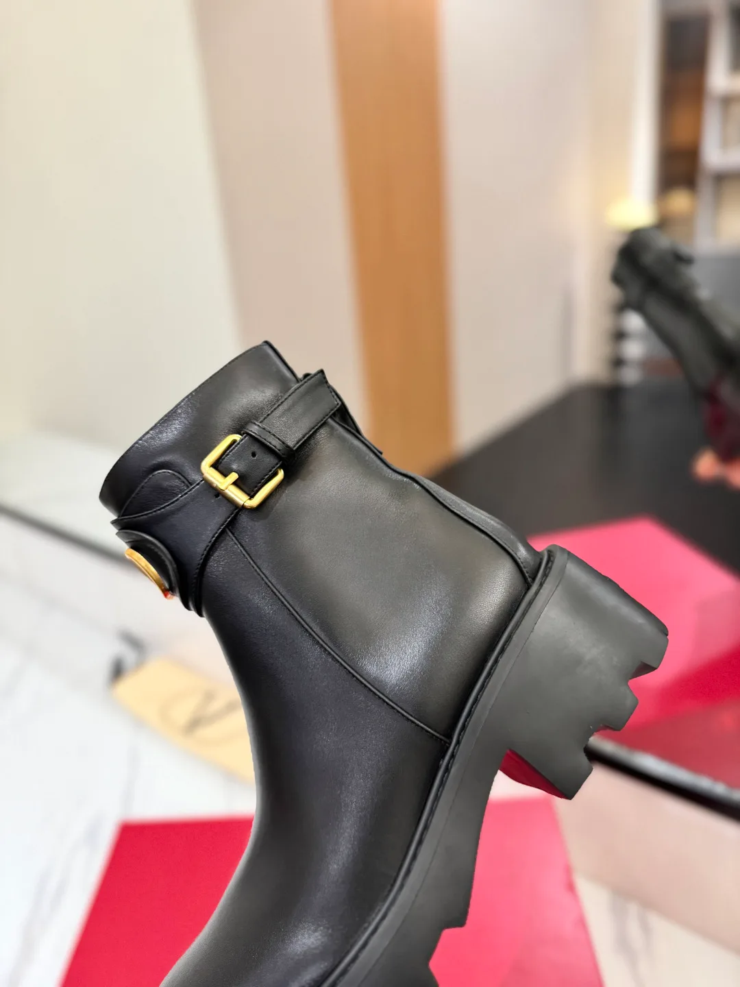Valentino Calfskin Smooth Ankle Boots in Black · view 7