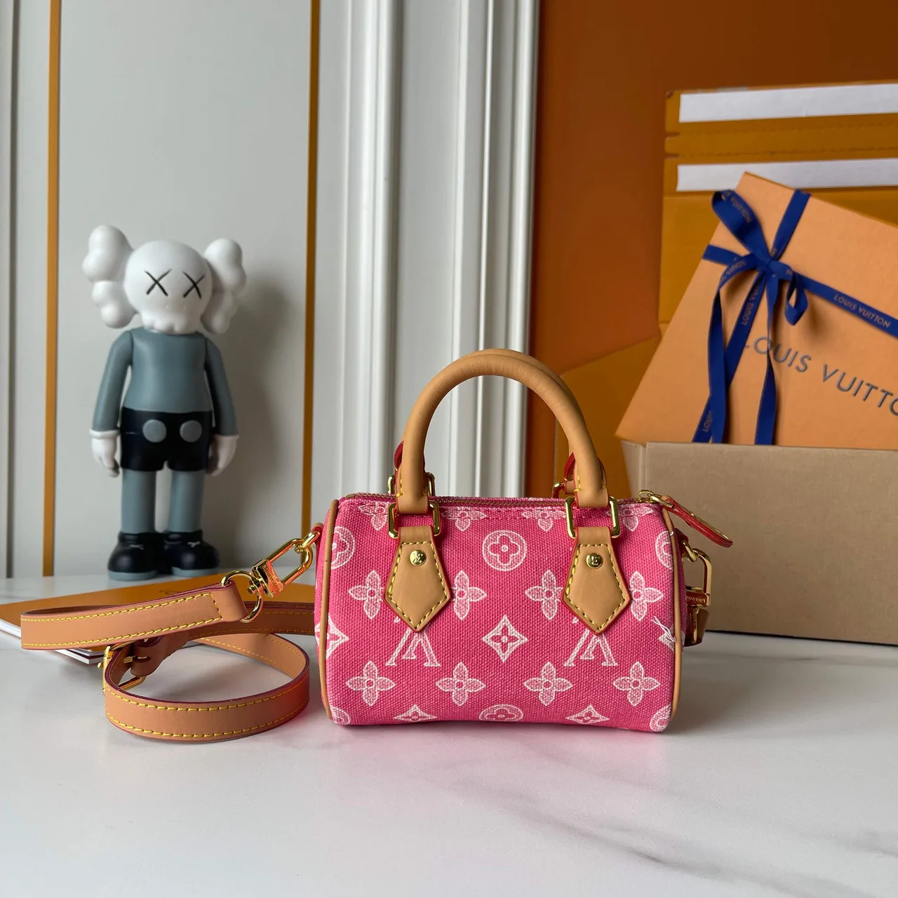 Louis Vuitton Cowhide Canvas Top-Handle Bag in Pink · view 4