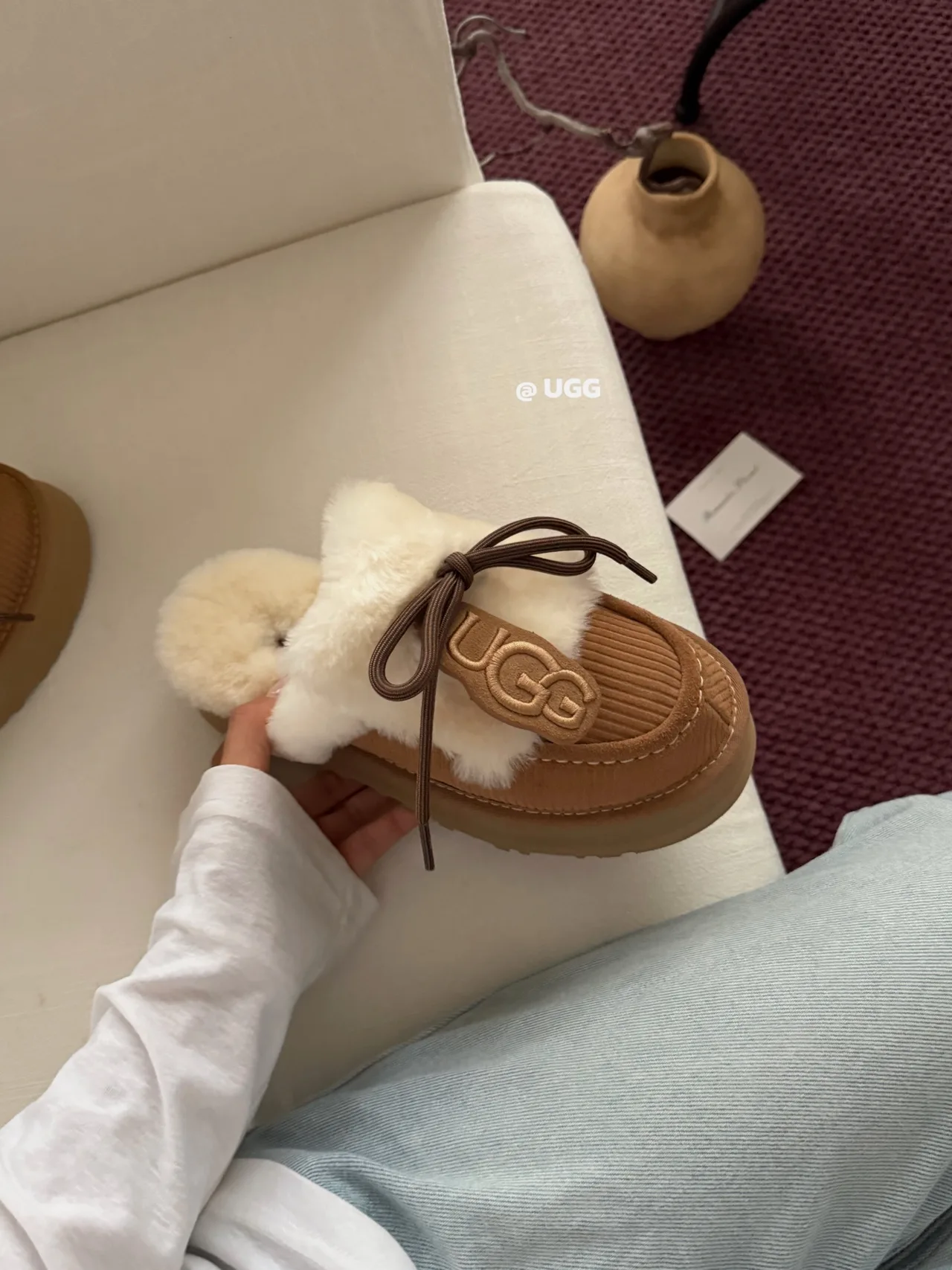 UGG Denim Slippers in Tan · view 4