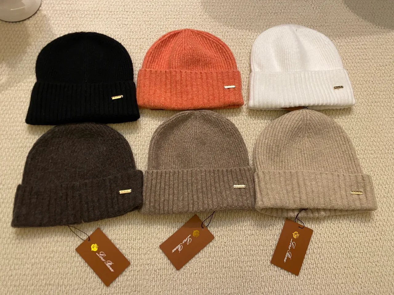 Loro Piana Beanie in Black & White & Beige & Orange & Grey & Brown · view 7