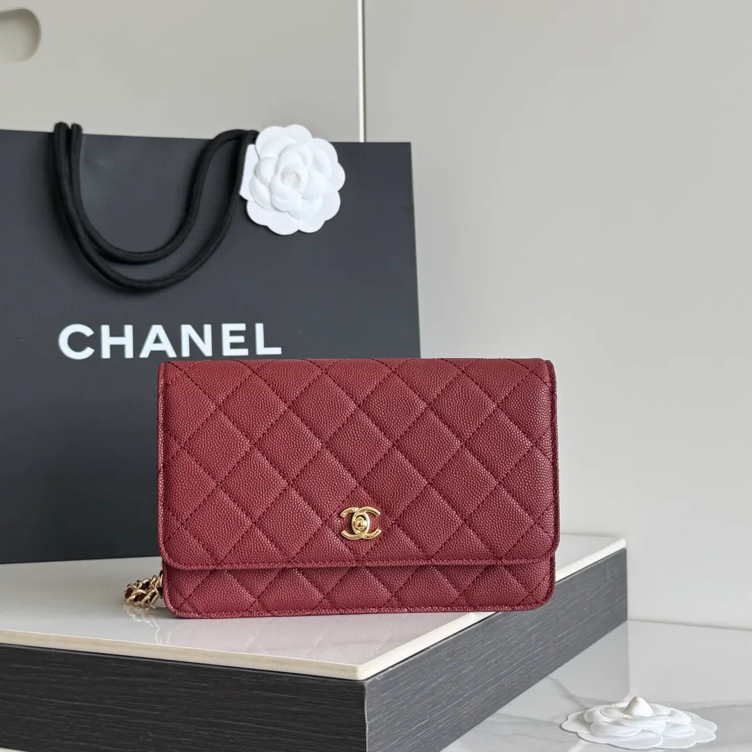 Chanel Calfskin Quilted Clutch in Burgundy · view 2