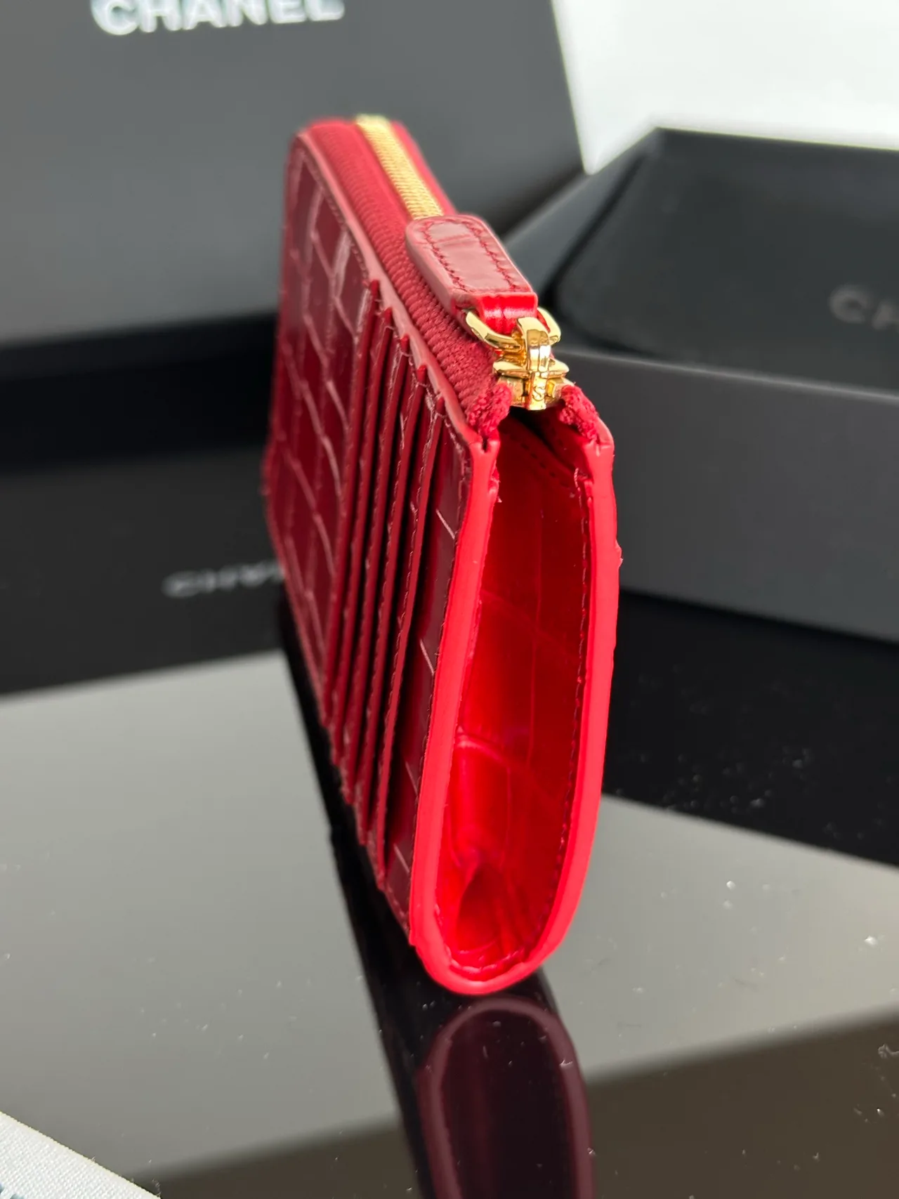 Chanel Glossy Wallet in Red · view 8