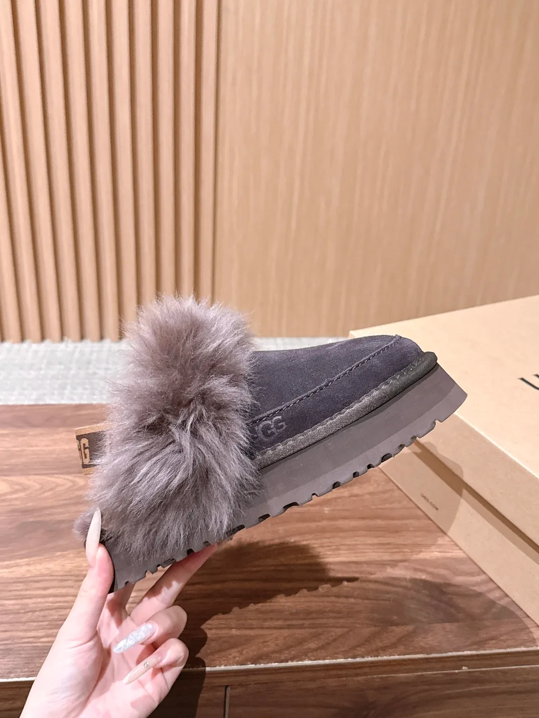UGG Suede-Look Mules in Grey · view 5
