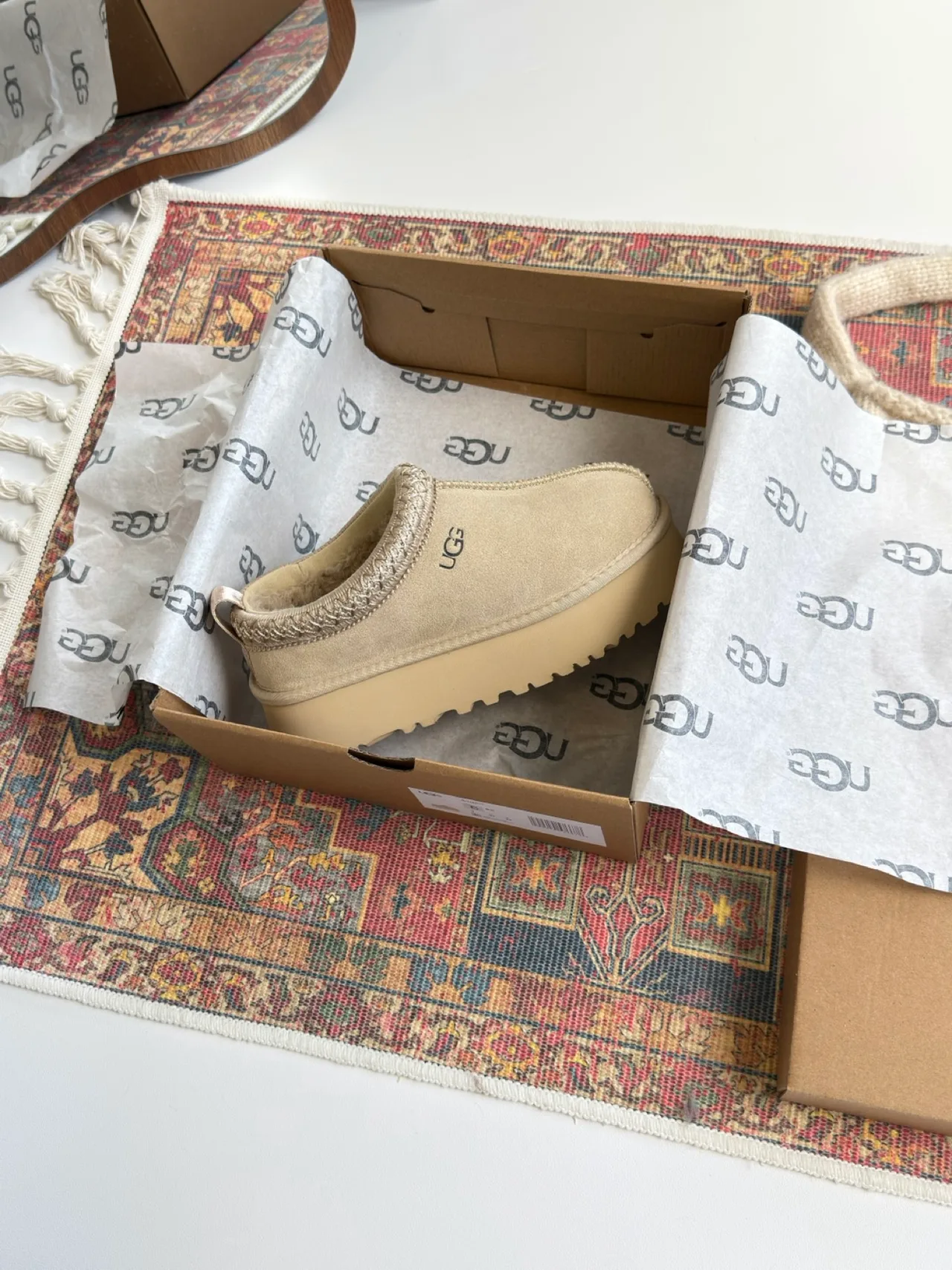UGG Round-Toe Platform Mules in Beige · view 1