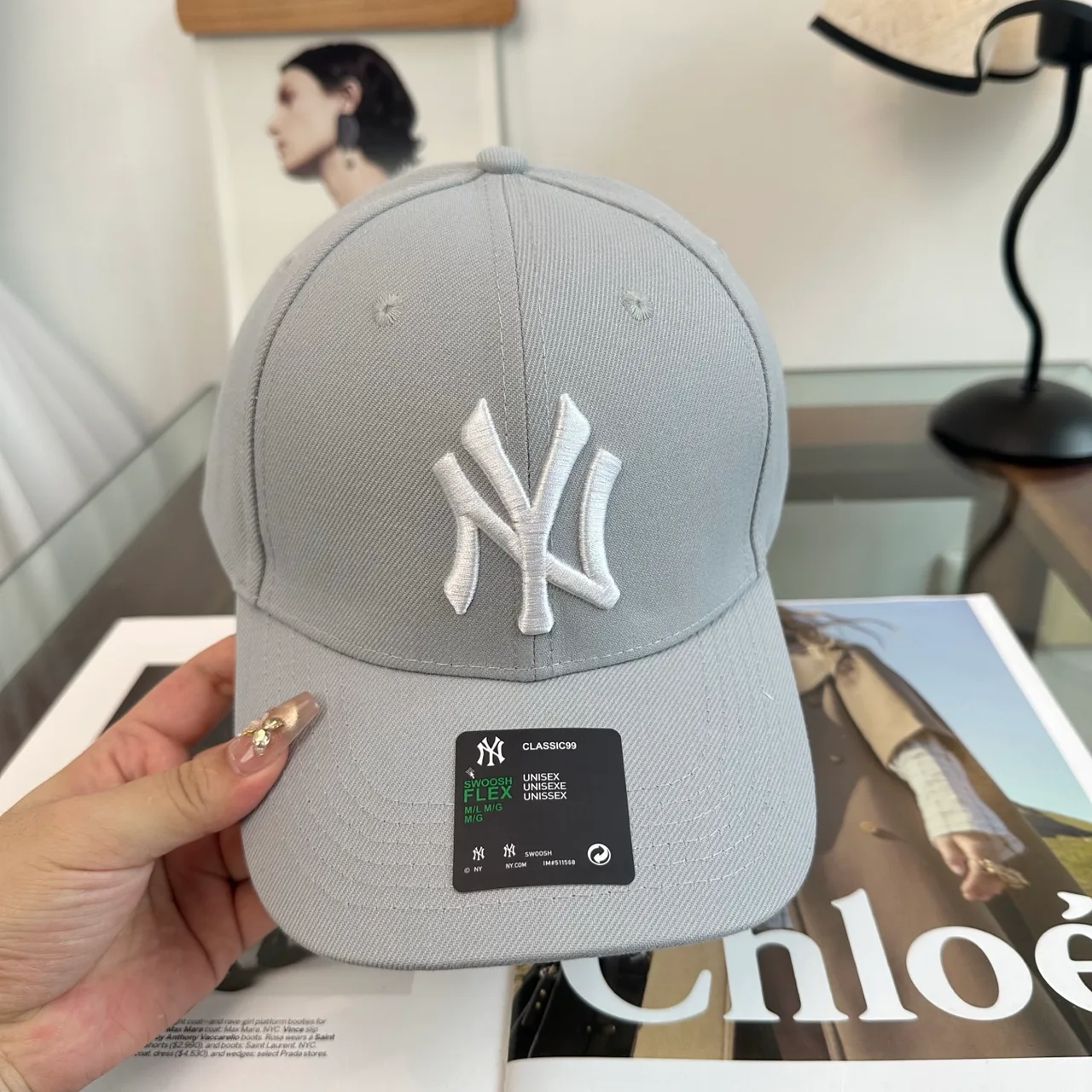 NY Letter Baseball Cap in Black & Grey & White & Brown & Green · view 5