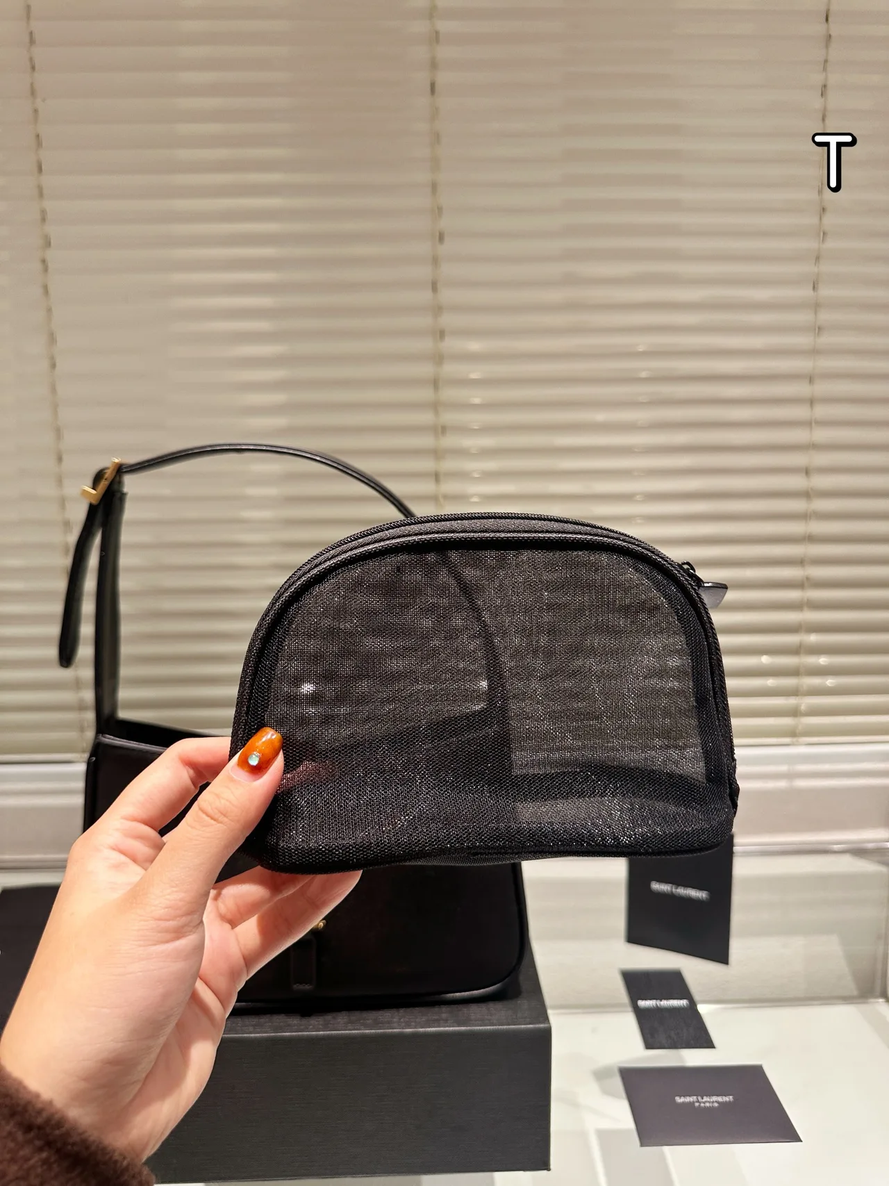 Saint Laurent Calfskin Shoulder Bag in Black · view 3