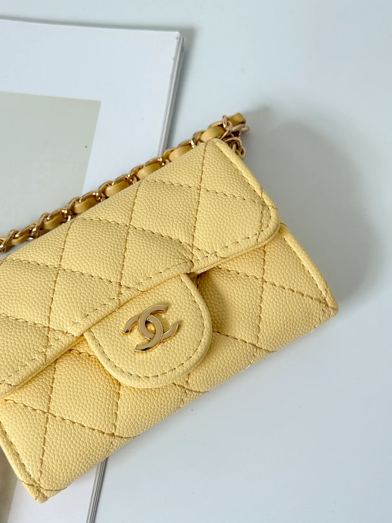 Chanel Quilted Handbag in Yellow · view 3